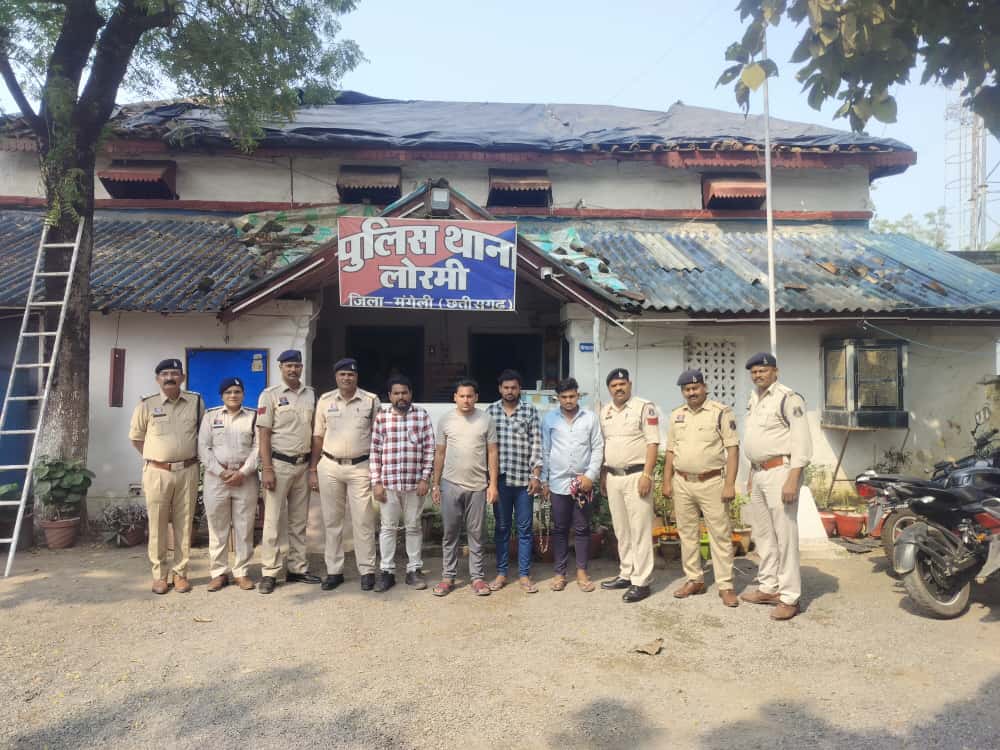 लोरमी पुलिस की बड़ी कार्रवाई: हत्या के प्रयास के चार आरोपी गिरफ्तार, चाकू-रॉड व डंडा जब्त