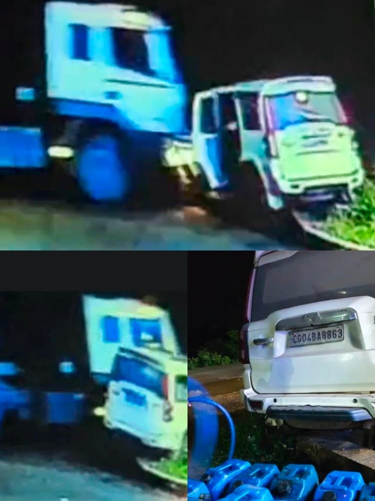 कटघोरा बाईपास में डीजल चोरों का धावा, चालक ने स्कॉर्पियो को मारी टक्कर